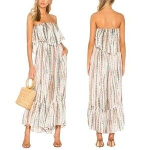 Free People strapless multicolored cream green brown romper playsuit jum…